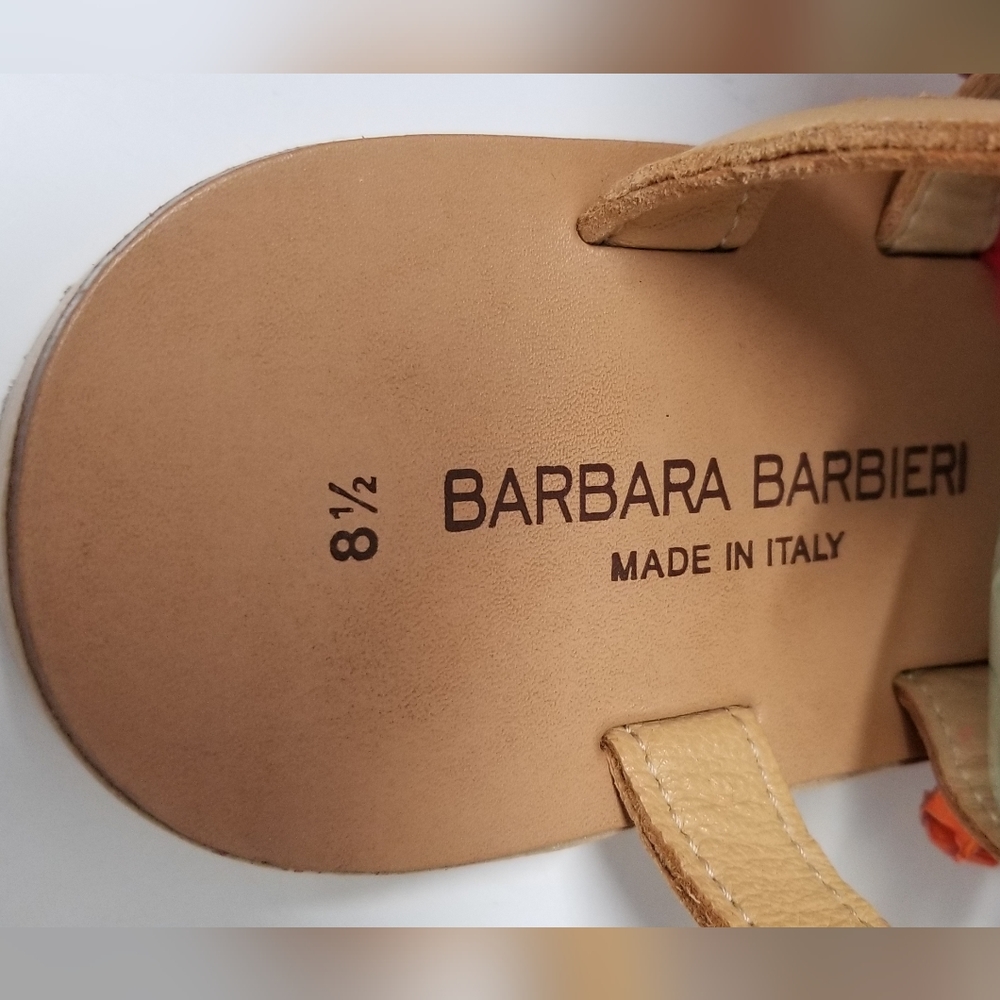 Barbara Barbieri Red Multi Tassel & Pom Pom Leather Gladiator Sandal Sz 8.5 - Picture 6 of 15
